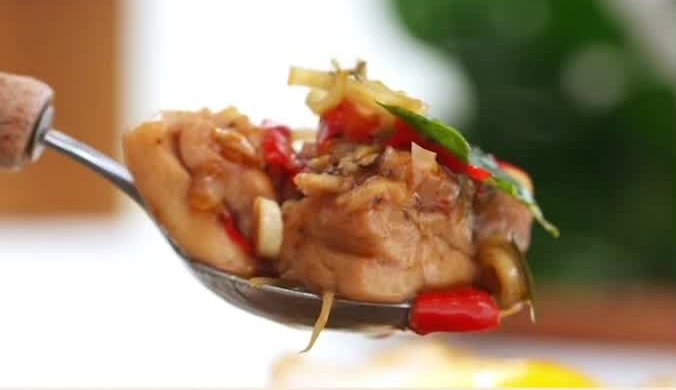 Thai dish fried chicken with lemongrass