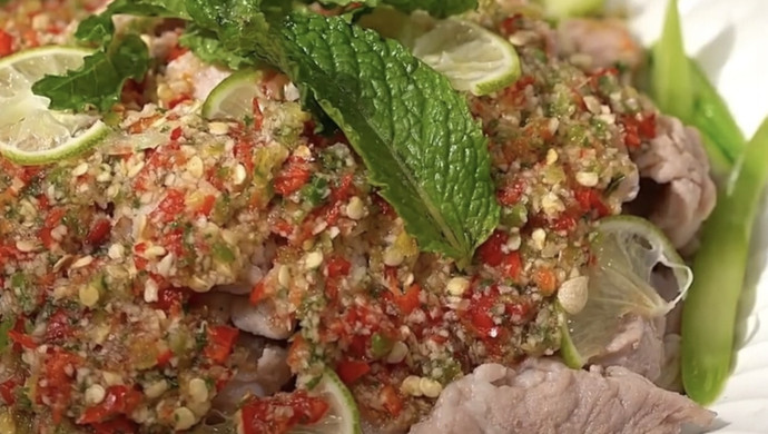 Authentic Thai pork fillet salad