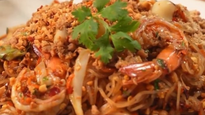 Thai pork seafood rice noodle salad