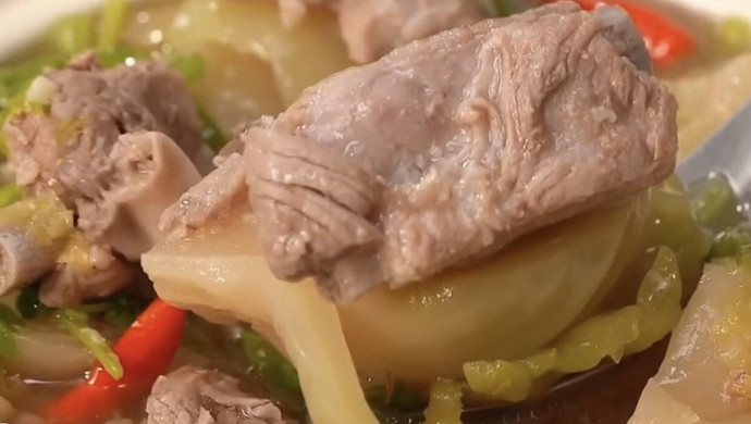 Thai pickled pork rib soup