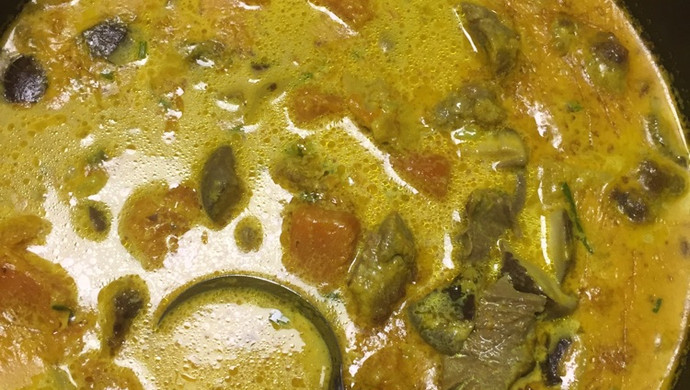 Thai cuisine --- curry beef brisket pumpkin chowder