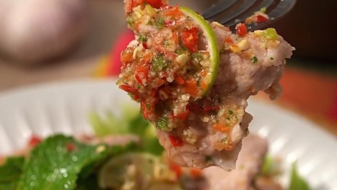 Thai hot and sour pork salad