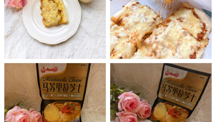 Pizza with tomato bolognese