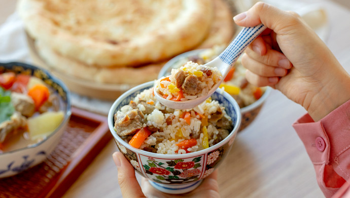 Rice cooker lamb hand pilaf|Lazy cooking