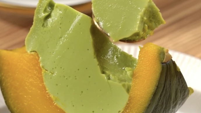 Thai dessert colorful coconut milk pumpkin pudding