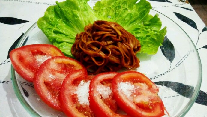 Dark cuisine mixed noodles