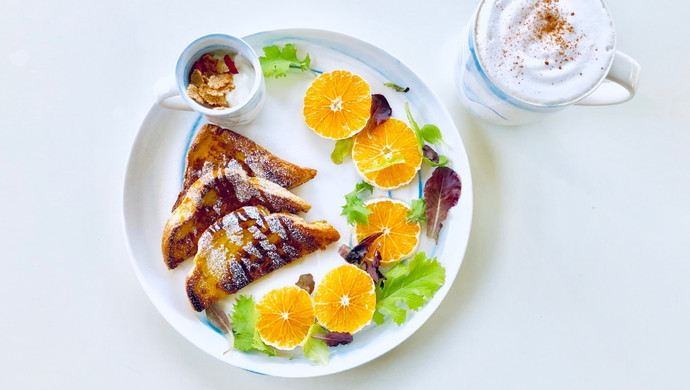 Breakfast with orange French toast