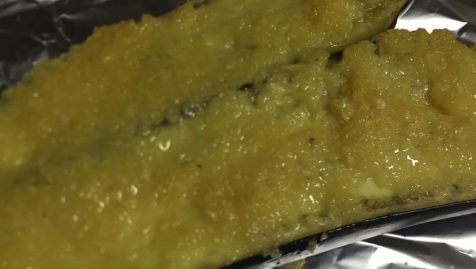 Grilled eggplant in dark cuisine