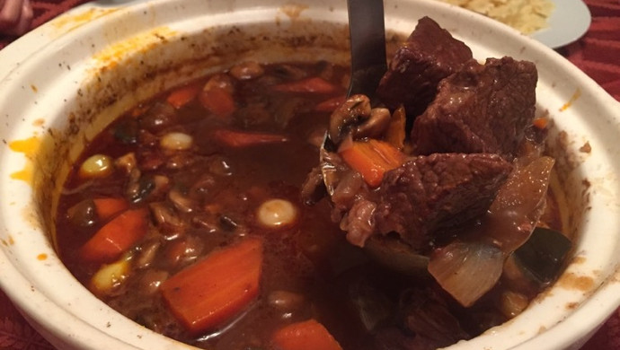 Beef stew in French red wine