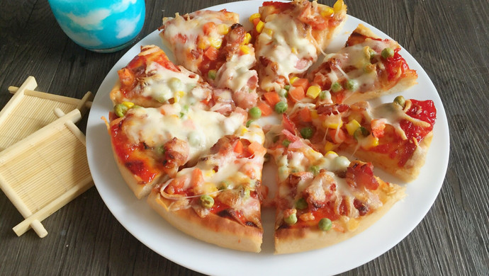Bacon prawn thick-bottomed pizza