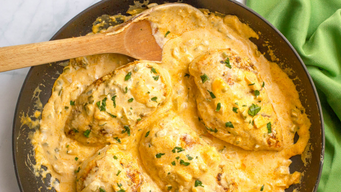 Simple Mexican food, cheese baked chicken breast