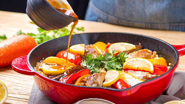 Pork chops Spanish risotto