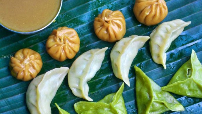Momo, Indian and Nepalese steamed dumplings stuffed with vegetarian chicken